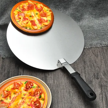 12 İnç Büyük Pizza Kürek Yaratıcı Katlanabilir Pizza Kürek Kek Transferi Büyük Yuvarlak Kürek Pizza Tava