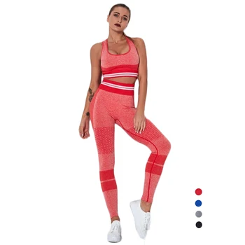  2 Parça Set Spor Sutyeni Yüksek Bel Tayt Dikişsiz Spor Atletik Yoga Seti Toptan Kadın egzersiz kıyafeti Giyim