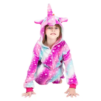  2-5 Yıl Unicorn bebek tulum bebek giysileri yeni doğan erkek bebek giysileri Karikatür Unicorn pijama Emekleme takım elbise noel pijama