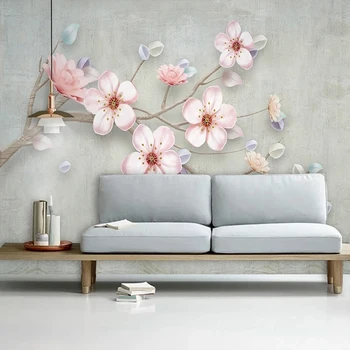  Özel Fotoğraf Duvar Kağıdı Modern Taze 3D Pembe Çiçekler Duvar Oturma Odası Çalışma TV Kanepe Arka Plan Duvar 3D Dekor Fresk Papier Peint