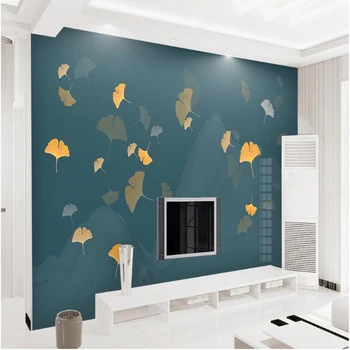  Çiçekli duvar kağıdı Ev için Yeni Çin El Boyalı Kuşlar Ginkgo Üç d Duvar Kağıdı Oturma Odası Dekor Fikirleri Ev Dekor Fikirleri
