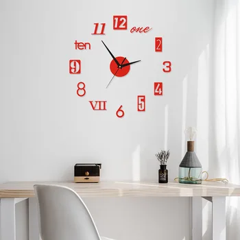  DIY duvar saati Yeni Modern Tasarım Sessiz Akrilik İngilizce Numaraları duvar saati s Ev Oturma Odası için duvar Saati Çıkartmalar Dekorasyon