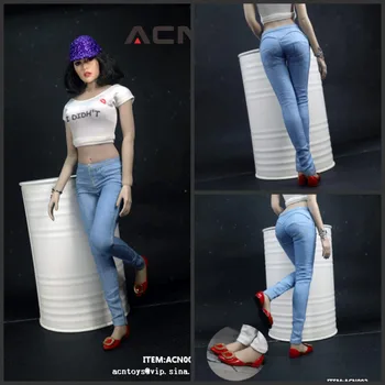  ACN002 1/6 Ölçekli kadın Kalça Tayt kısa tişört düz ayakkabı Kalça Skinny jeans Seti Aksesuar Modeli için 12 inç Aksiyon Figürü