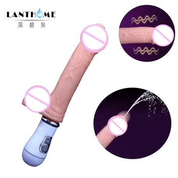  Sprey Su Gerçekçi Yumuşak Dildos Vibratör Simülasyon Ejaculating Dildos Yapay Penis Titreşimli Dildos Kadınlar için Seks Oyuncak
