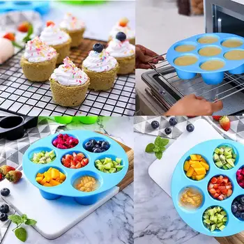  Silikon Kek Kalıbı 7-Grid Çok amaçlı muffin kalıbı Cupcake Pan Kek Kalıbı Mutfak Alet Araçları DIY Pişirme Aracı Ev için