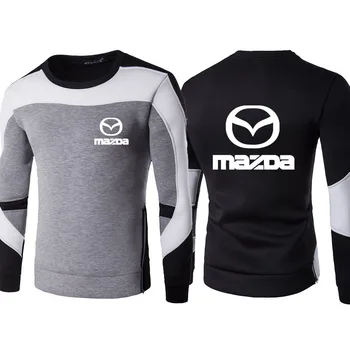  Sonbahar Yeni erkek kazak Mazda araba logosu baskı yüksek kaliteli %100 % pamuklu erkek spor üst rahat Dikiş renk erkek Hoodie Q