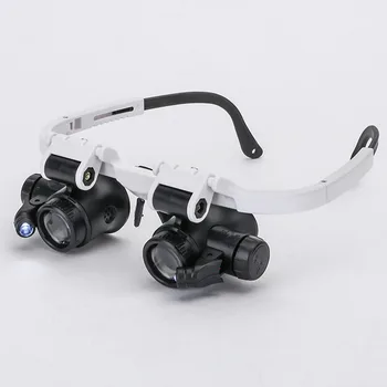  Büyüteç Taşınabilir Çift Gözlük 8X 23X Dayanıklı Lens Geri Çekilebilir Aracı Ölçüm ABS İzle Onarım Büyüteç Kafa monte Led