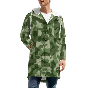  Yeşil Camo Baskı trençkotlar Ordu Kamuflaj Giyim Rahat Kalın Sıcak Parkas Adam Özel Sokak Giyim kışlık ceketler 5XL 6XL