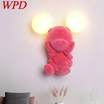  WPD Modern Duvar lambası reçine yaratıcı pembe fare aplikleri ışık LED karikatür romantik dekor için çocuk odası ev yatak odası