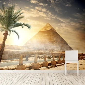  Özel 3D duvar resimleri, papel de parede Mısır Çöl Gökyüzü Piramit Doğa duvar kağıdı, bar oturma odası kanepe TV arka plan yatak odası duvar kağıdı