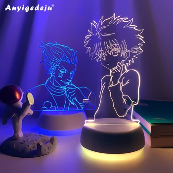  Anime Hunter X Hunter Killua 3d Led yatak odası için lamba Dekor Gece Lambası Doğum Günü Hediyeleri Akrilik Led Gece Lambası Hxh Killua Godspeed