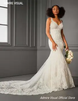  Yeni düğün elbisesi Mermaid Dantel Sevgiliye Boyun Çizgisi Aç Geri Kolsuz Artı Boyutu Gelin kıyafeti 2021 Vestidos De Novia