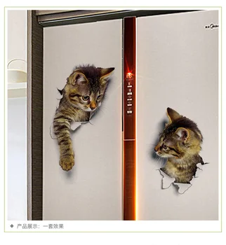  Yaratıcı Kedi Üç Boyutlu Duvar Sticker Dekoratif Sticker Kişiselleştirilmiş Buzdolabı Dizüstü Tuvalet Sticker