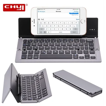  CHYI Taşınabilir Katlanabilir Bluetooth Klavye Şarj Edilebilir Mini Katlanır kablosuz klavye PC Android IOS Windows tablet telefon
