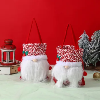  1PCNew Noel Meçhul Yaşlı Adam Elma Çantası Noel Şeker Çantası Noel Dekoratif Hediye Tote Çanta Mini saklama çantası araba depolama