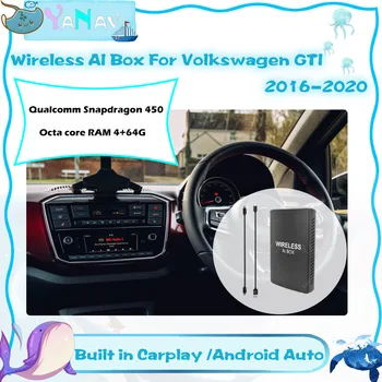  Android Mini Kablosuz AI Kutusu Volkswagen GTI 2016-2020 Qualcomm 450 Araba Akıllı Kutusu ile Carplay Google YouTube Netflix Video