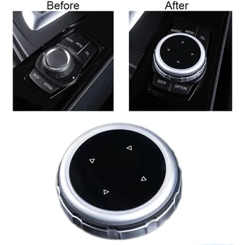 Araba-styling Araba Multimedya düğme kapağı Topuzu Çerçeve Trim için BMW 1 2 3 5 7x1x2x3x5x6 Serisi NBT Denetleyici iDrive Düğmesi