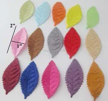  PANVWW mix renkler Yaprak şekli yastıklı bez yamalar 200 adet rastgele DIY zanaat malzemeleri