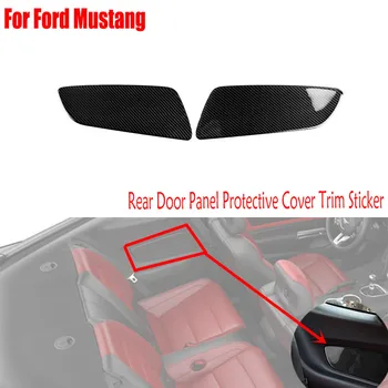  Gerçek Karbon Fiber Araba Aksesuarları İç Parçaları Arka Kapı Paneli Koruyucu Kapak Trim Sticker Ford Mustang 2015-2020 İçin