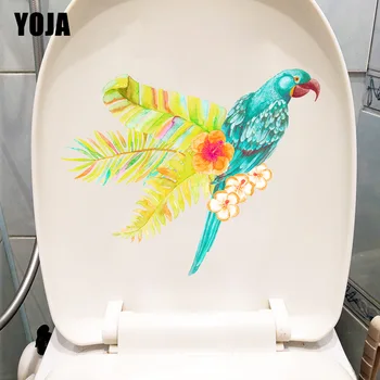  YOJA 23. 8X18. 9CM Çiçek Papağan Yaratıcı Banyo Tuvalet Dekor Komik Karikatür Ev Yatak Odası Duvar Sticker T1-2352
