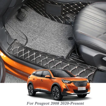  Araba Styling PU Deri Zemin Mat Peugeot 2008 2020-Present LHD Otomatik Ayak Pedi Otomobil Halı Kapak İç Aksesuar