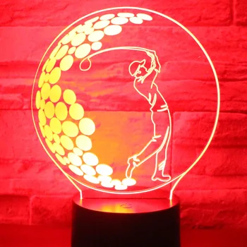  3D LED gece lambası Golf oynamak için 7 renk ışık ile mutlu ev dekorasyon lambası İnanılmaz görselleştirme optik Illusion harika