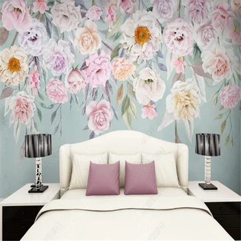  Modern Minimalist El Boyalı Suluboya Çiçekler Duvar Kağıdı Oturma Odası TV Kanepe Arka Plan duvar kağıdı Ev Dekor