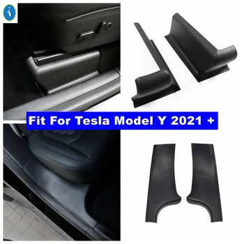  Ön Koltuk Alt Tekerlek Anti-kick Koltuk Bacak Muhafızları Arka Kapı Eşiği tıkama plakası koruma kapağı Tesla Modeli Y 2021 2022