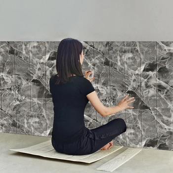  3D Ahşap Tahıl duvar çıkartmaları Kendinden yapışkanlı Su Geçirmez Kalınlaşmış Duvar Kağıdı TV Oturma Odası Duvar Resimleri Ev Yatak Odası Retro Dekorasyon