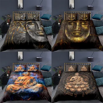  Yeni Moda Buda Yeni Tasarım Desen 3D Dijital baskılı yatak takımları Nevresim + Yastık Kılıfı Tek e n e n e n e n e n e n e n e n e n e Kraliçe Kral yatak takımı