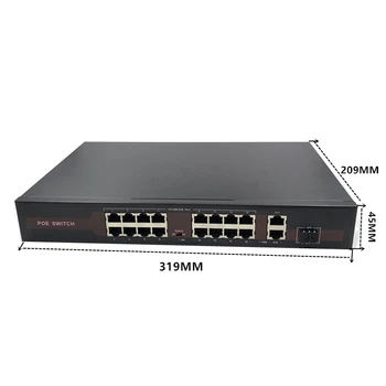  48 V Ethernet POE anahtarı ile 16(100 M)+2(1000 M)+1SFP Port IEEE 802.3 af/at IP APcamera sistemi için Uygun kamera / Kablosuz