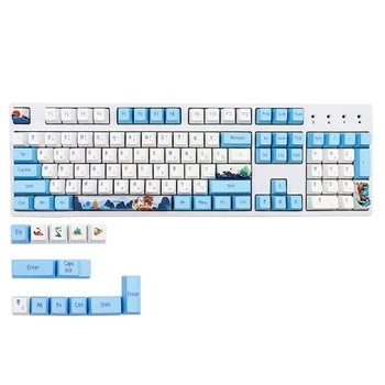  Özel Mavi ve Beyaz Porselen Keycaps Kiraz MX Anahtarı için DZ60 GK61 ANAHTAR S Dropship