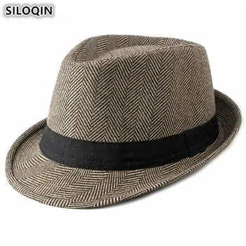  SILOQIN Orta Yaşlı erkek Beyefendi İngiliz Fedoras Şapkalar Yeni Sonbahar Kış Zarif kadın Caz Şapka Markaları baba Kapaklar Çift Şapka