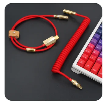  Nokta GeekCable saf manuel özel klavye veri hattı arka hava ekleme altın donanım örgülü kırmızı