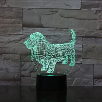  Dachshund Köpek Akrilik LED 3D Gece Lambası 7 Renk Değişimi sensörlü ışık Dokunmatik Anahtarı RGB Hayvan 3D Masa Lambası Noel Hediyesi