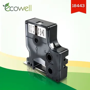  Ecowell IND vinil etiket 18443 9mm Siyah Beyaz uyumlu Dymo Gergedan etiket bant için Dymo Gergedan 4200 5000 5200 6000 etiket makinesi