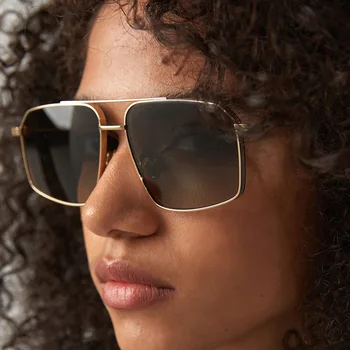  VWKTUUN Kare Güneş Gözlüğü Kadın Metal Çerçeve güneş gözlüğü Kadın Gözlük Açık Degrade Gözlük UV400