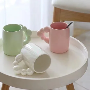  Kişiselleştirilmiş Kahve Fincanları Seramik Süt top kulplu kupa Mutfak Ofis Su Bardağı 350ml Drinkware En İyi Düğün Doğum Günü Hediyeleri