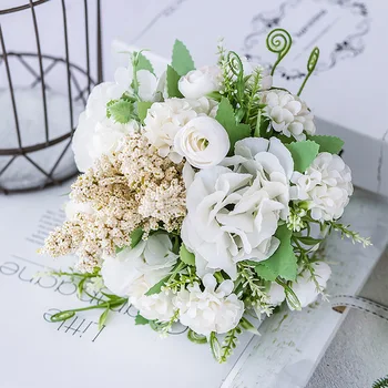  Iskandinav yapay çiçek Gül Holding Düğün Buket ipek çiçek Ev Partisi Masa Dekorasyon Güz Süslemeleri Sahte Çiçek