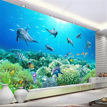  Fantezi Sualtı Dünyası Yunus TV Arka Plan Duvar Kağıtları Ev Dekor Dekorasyon Boyama 3D Duvar Kağıdı Oturma Odası İçin