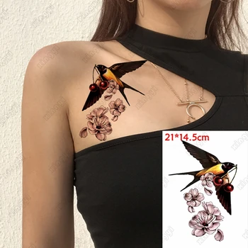  Yutmak Geçici Dövme Etiket Vücut Sanatı Büyük Boy Tavuskuşu Kartal Çiçekler Su Transferi Sahte Dövme Flaş Dövme Kadın Erkek